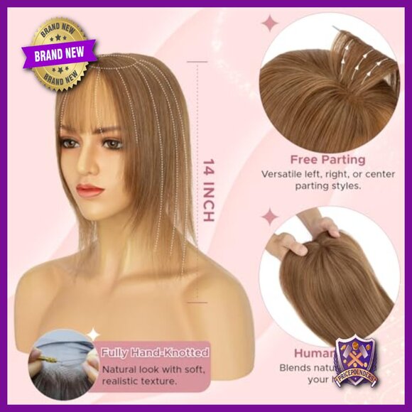 14 Inch Human Hair Topper with Bangs for Thinning Hair Coverage main image 5